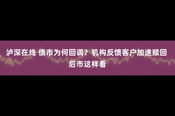 泸深在线 债市为何回调？机构反馈客户加速赎回 后市这样看